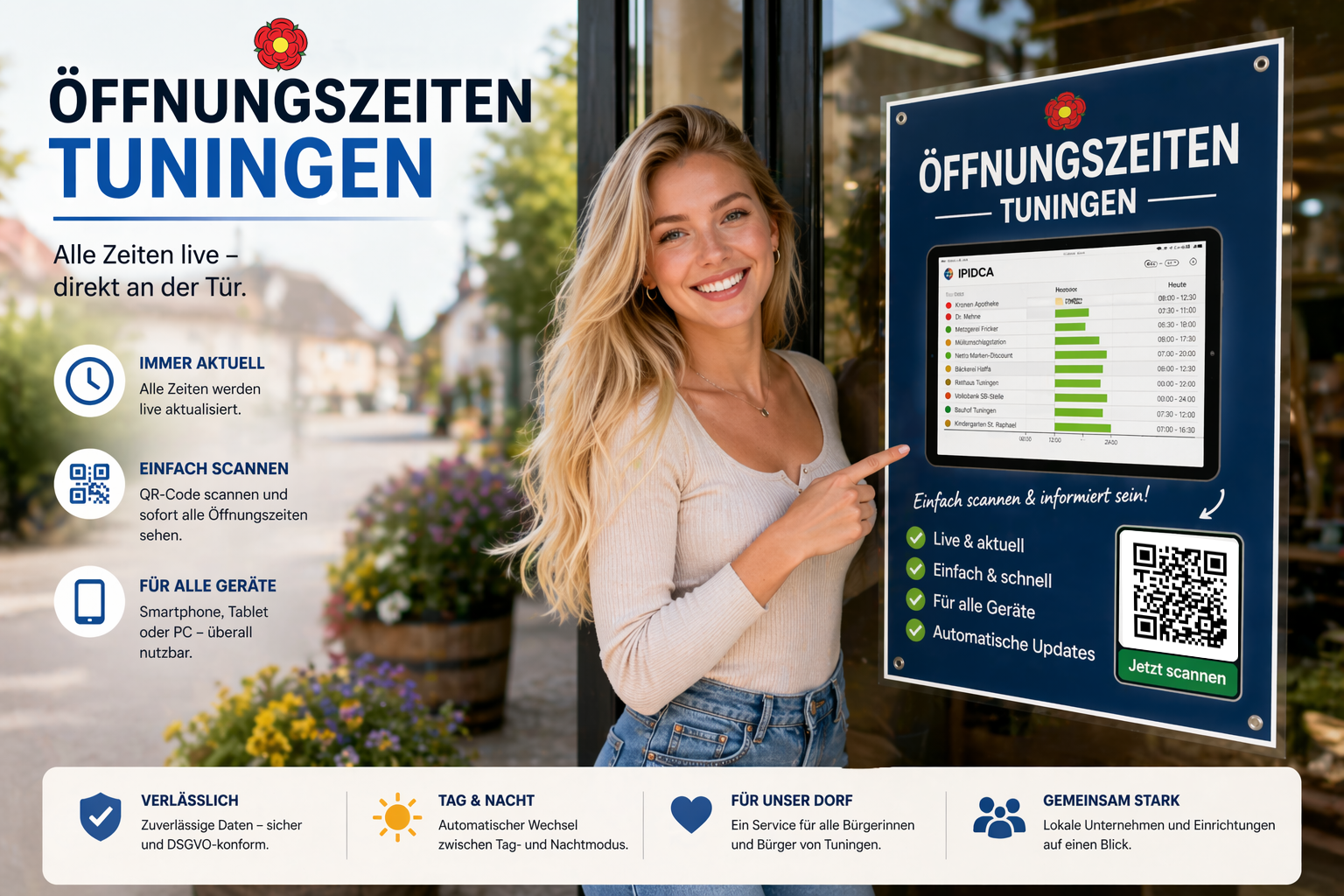 Öffnungszeiten Tuningen Szene im Tageslicht